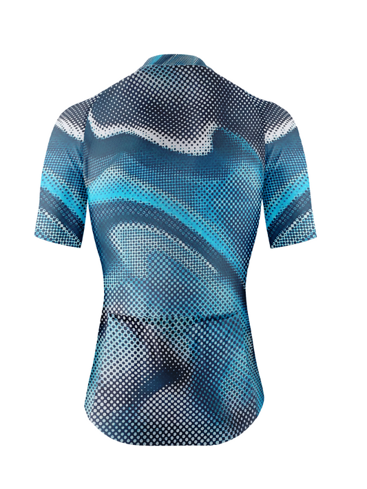 RockBros Men's Electric Blue Halftone Wave Cycling Jersey
