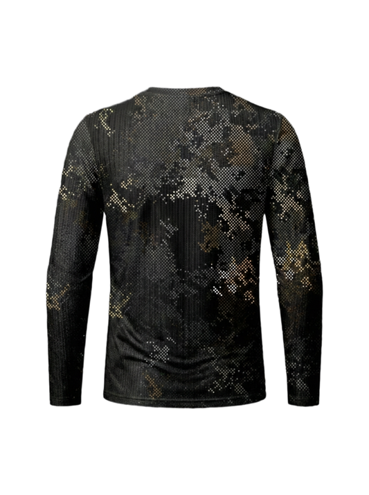 RockBros Men's Black & Gold Digital Static Long Sleeve Jersey
