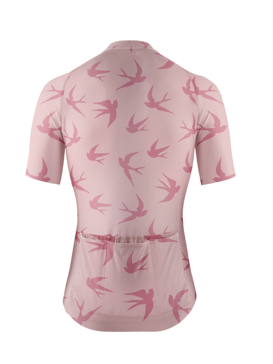 RockBros Women's Blush Pink & Rose Flight of Swallows Cycling Jersey