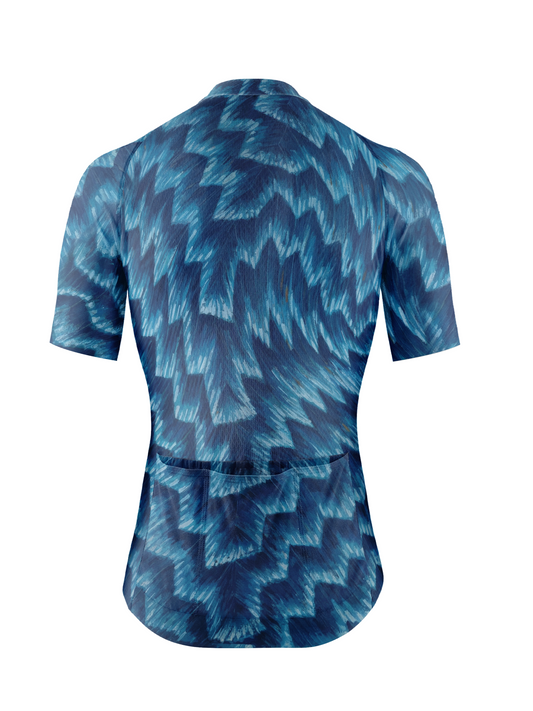 RockBros Men's Deep Ocean Blue Zigzag Ikat Texture Cycling Jersey