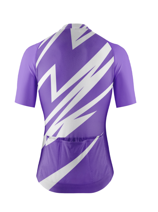 RockBros Men's Electric Purple & White Lightning Bolt Cycling Jersey