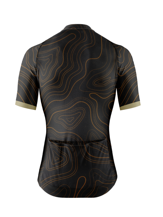 RockBros Men's Black & Bronze Retro Wave Topo Cycling Jersey