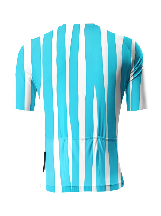 RockBros Men's "Azure Rhythm" Hand-Drawn Stripe Cycling Jersey