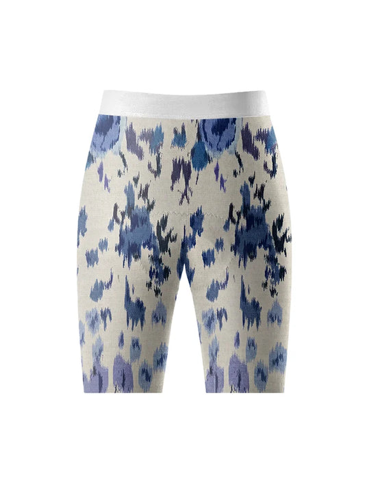 ROCKBROS Women's Blue Ikat Print Padded Compression Cycling Shorts