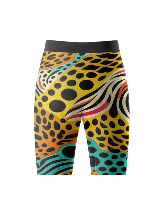 ROCKBROS Women's Colorful Leopard Print Padded Cycling Shorts