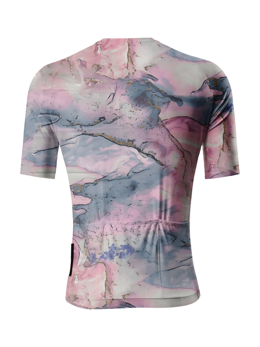 RockBros Men's "Gilded Marble" Artistic Watercolor Cycling Jersey