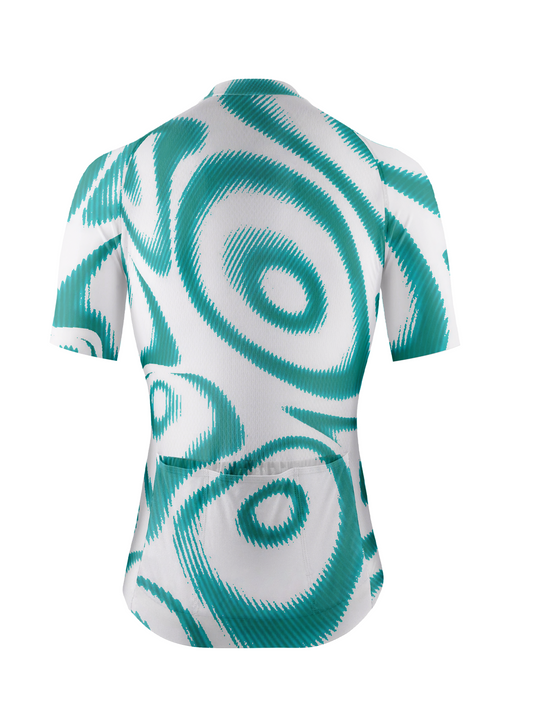 RockBros Men's "Cyber Scan" Kinetic Teal Concentric Cycling Jersey