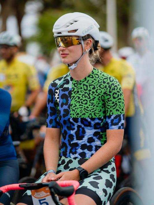 ROCKBROS Women's Neon Safari All-Weather Asymmetrical Patchwork Pro Jersey