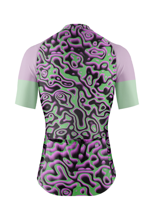 RockBros Women's "Neon Pulse" Psychedelic Topographic Cycling Jersey