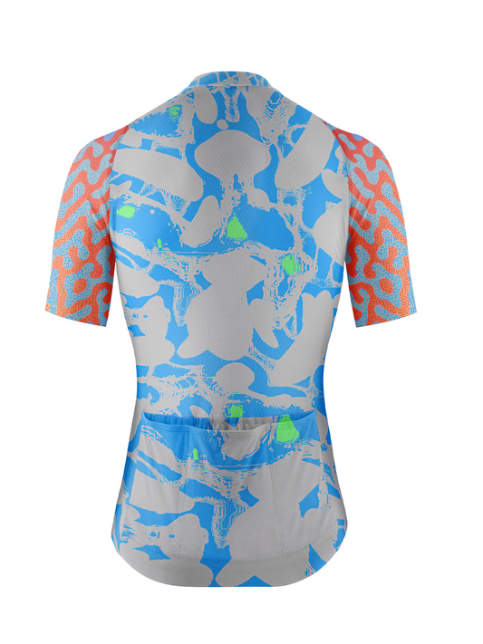 RockBros Men's "Oceanic Glitch" Abstract Organic Performance Cycling Jersey