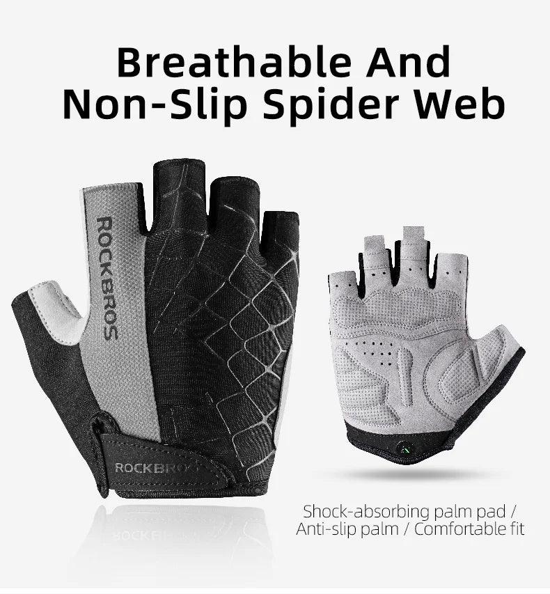 ROCKBROS Cycling Gloves Half Finger Shockproof Wear Resistant Breathable MTB Road Bicycle Gloves Men Women Sports Bike Equipment