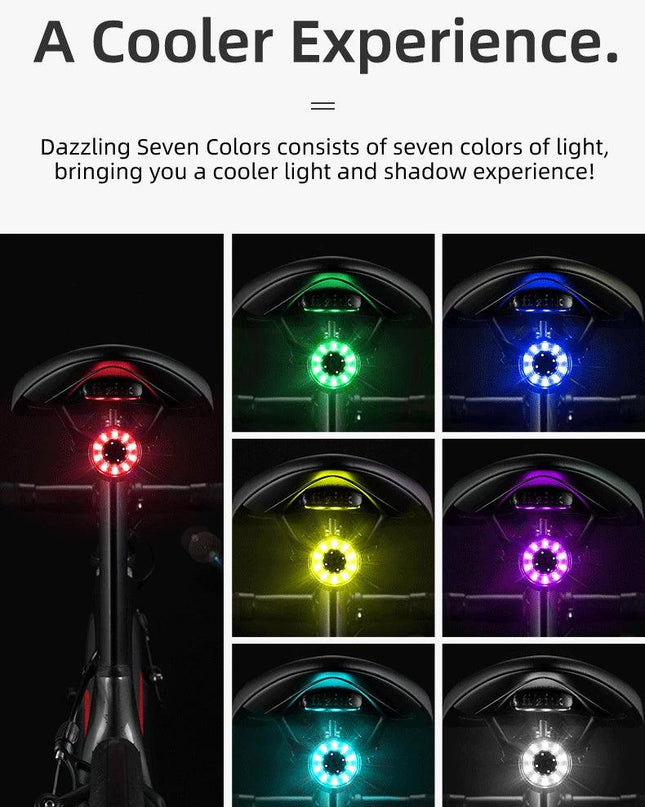 ROCKBROS Bicycle Rear Light USB Charging Safety Warning Cycling Light Colorful Bicycle Tail Light Bike Light Bike Accessories