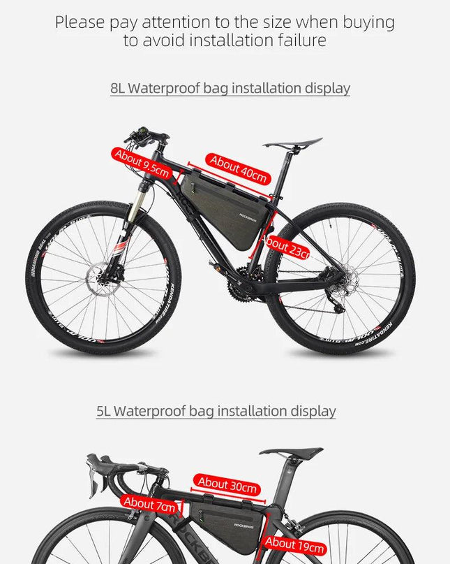 ROCKBROS Rainproof Bike Bag Large Capacity MTB Road Frame Bag Triangle Pouch Waterproof Caulking Bicycle Bag Pannier Accessories