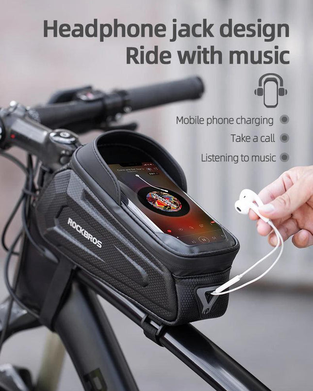 ROCKBROS Bicycle Bag Waterproof Touch Screen Cycling Bag Top Front Tube Frame MTB Road Bike Bag 6.5 Phone Case Bike Accessories