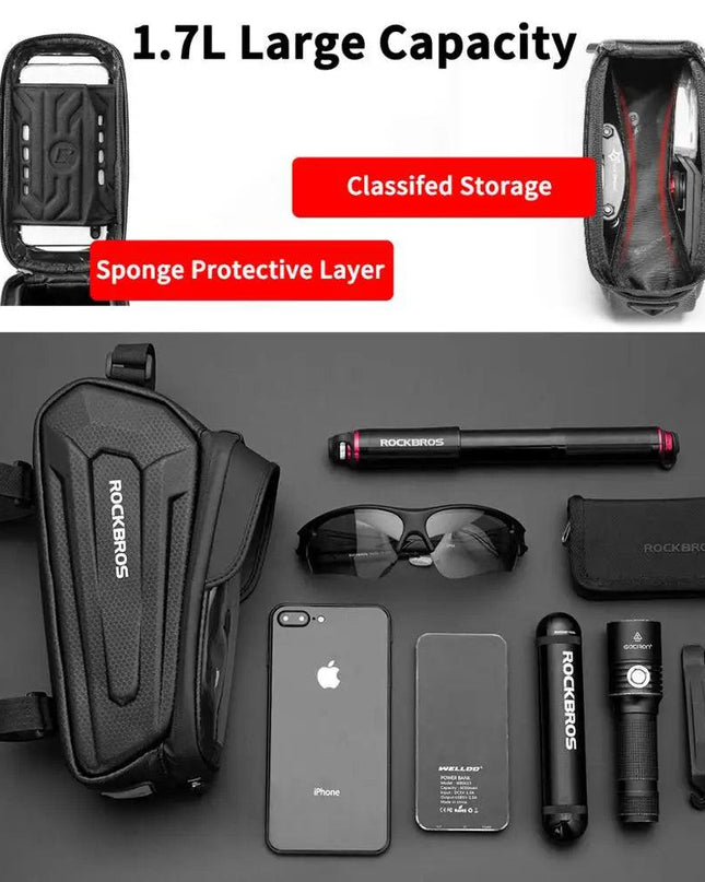 ROCKBROS Bicycle Bag Waterproof Touch Screen Cycling Bag Top Front Tube Frame MTB Road Bike Bag 6.5 Phone Case Bike Accessories