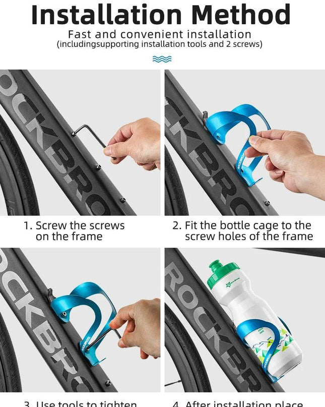 ROCKBROS Bicycle Aluminium Alloy Adjustable Water Bottle Cage Mountain Bike Cycling Bottle Holder Ultralight HandleBar Mount