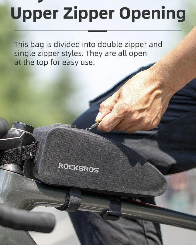 ROCKBROS Bicycle Bag Waterproof Cycling Top Front Tube Frame Bag Large Capacity MTB Road Bicycle Pannier Black Bike Accessories