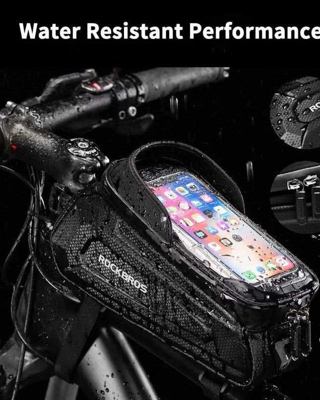ROCKBROS Bicycle Bag Waterproof Touch Screen Cycling Bag Top Front Tube Frame MTB Road Bike Bag 6.5 Phone Case Bike Accessories
