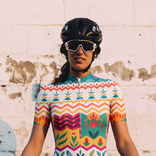 ROCKBROS Women's "Folkloric Wave" Geometric Folk Art Pro Aero Jersey