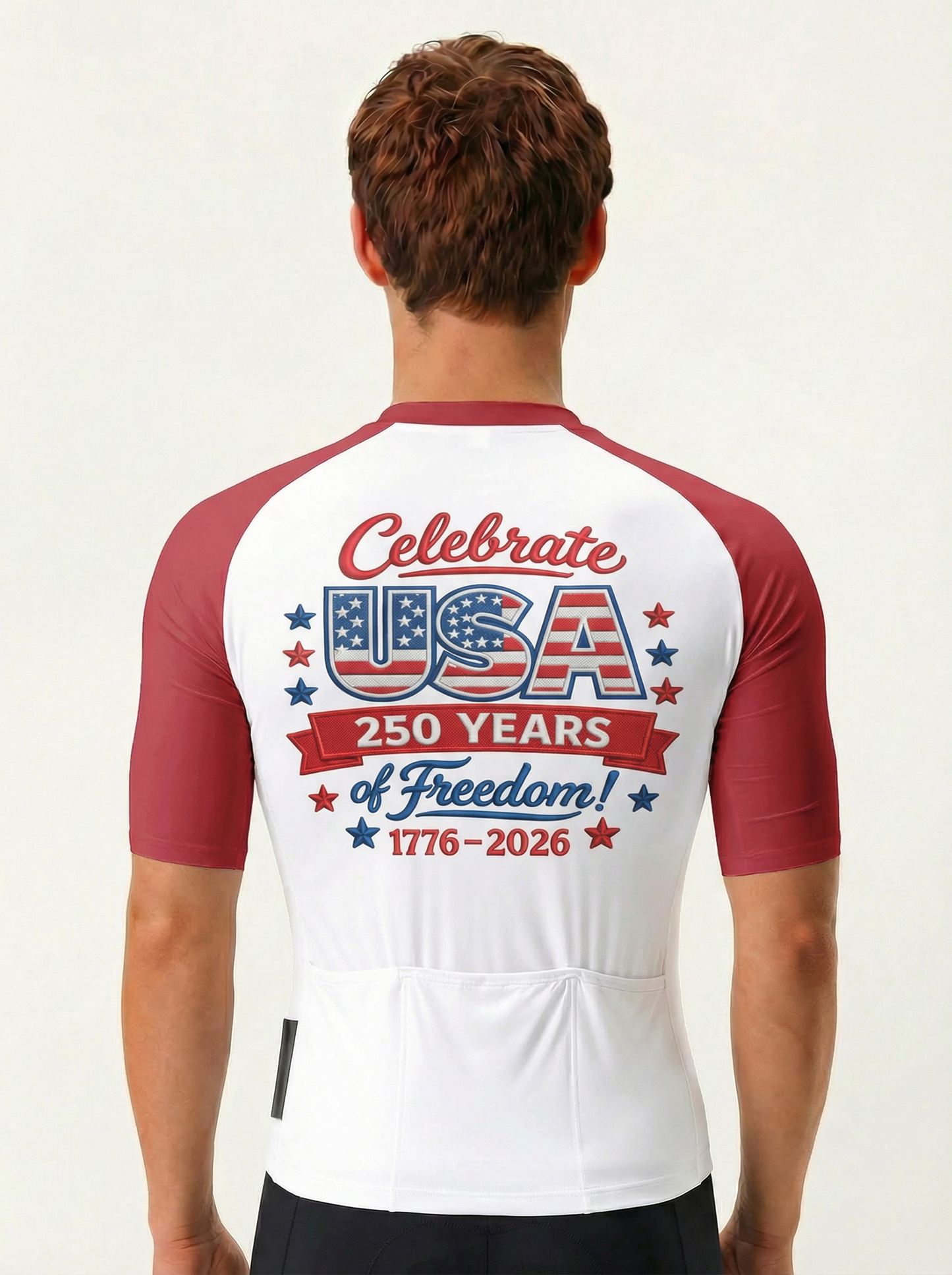 RockBros Men's Retro Graphic America 250 Cycling Jersey
