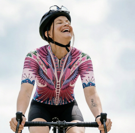 ROCKBROS Women's "Flamingo Symphony" Symmetrical Folk Art Pro Aero Jersey