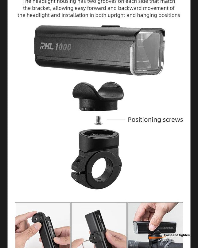 ROCKBROS Bike Light Waterproof Type-C Rechargeable Bicycle Headlight 200M Range Flashlight With Tail light Cycling Accessory