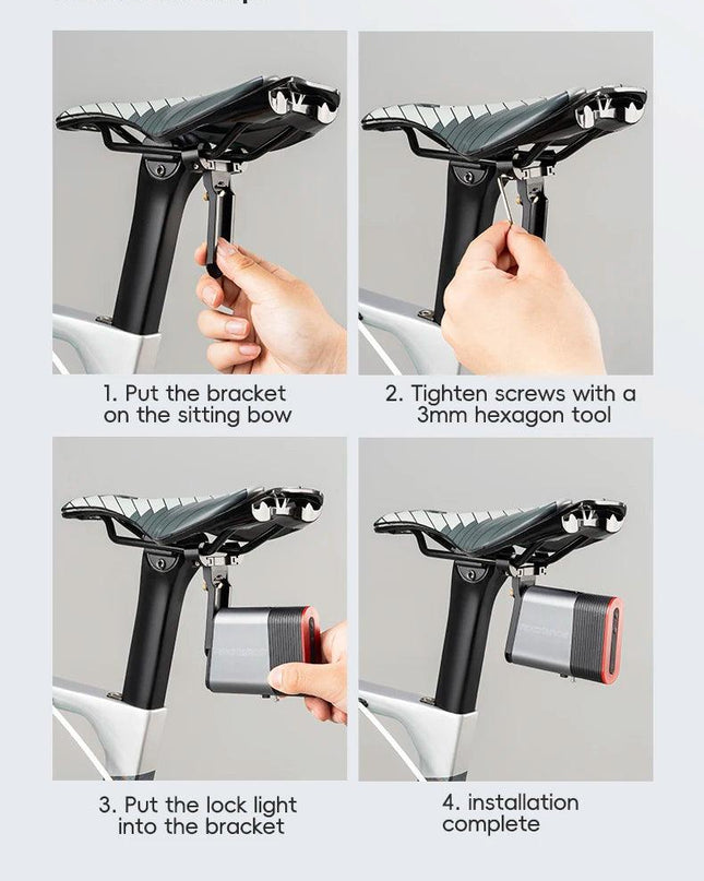ROCKBROS Bicycle Tail Light With Lock Bluetooth Password Pairing Bike Lock Light IPX6 Waterproof Warning Light Tail  Accessories