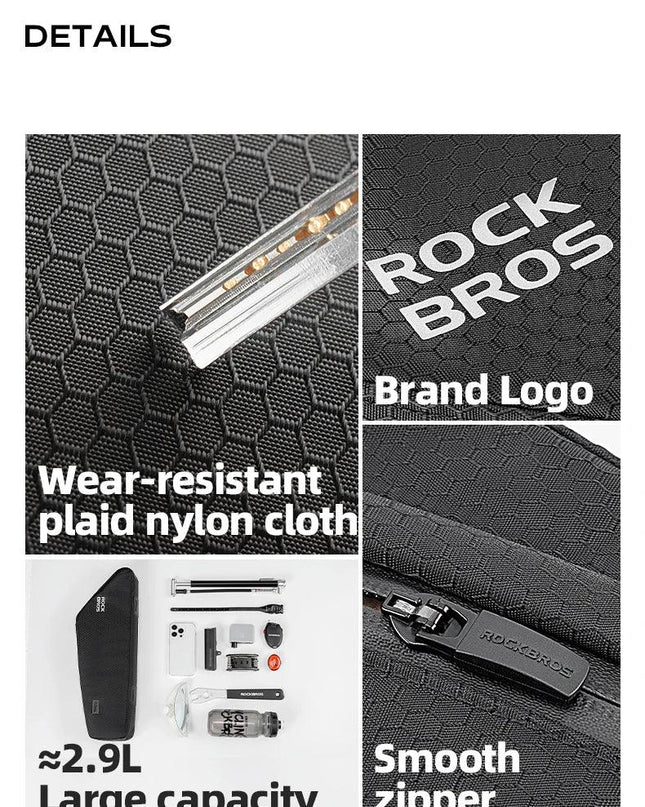 ROCKBROS Bicycle Bag Rainproof Cycling Top Tube Frame Bag Reflective Large Capacity MTB Road Bike  Pannier Bag Wear-resistant