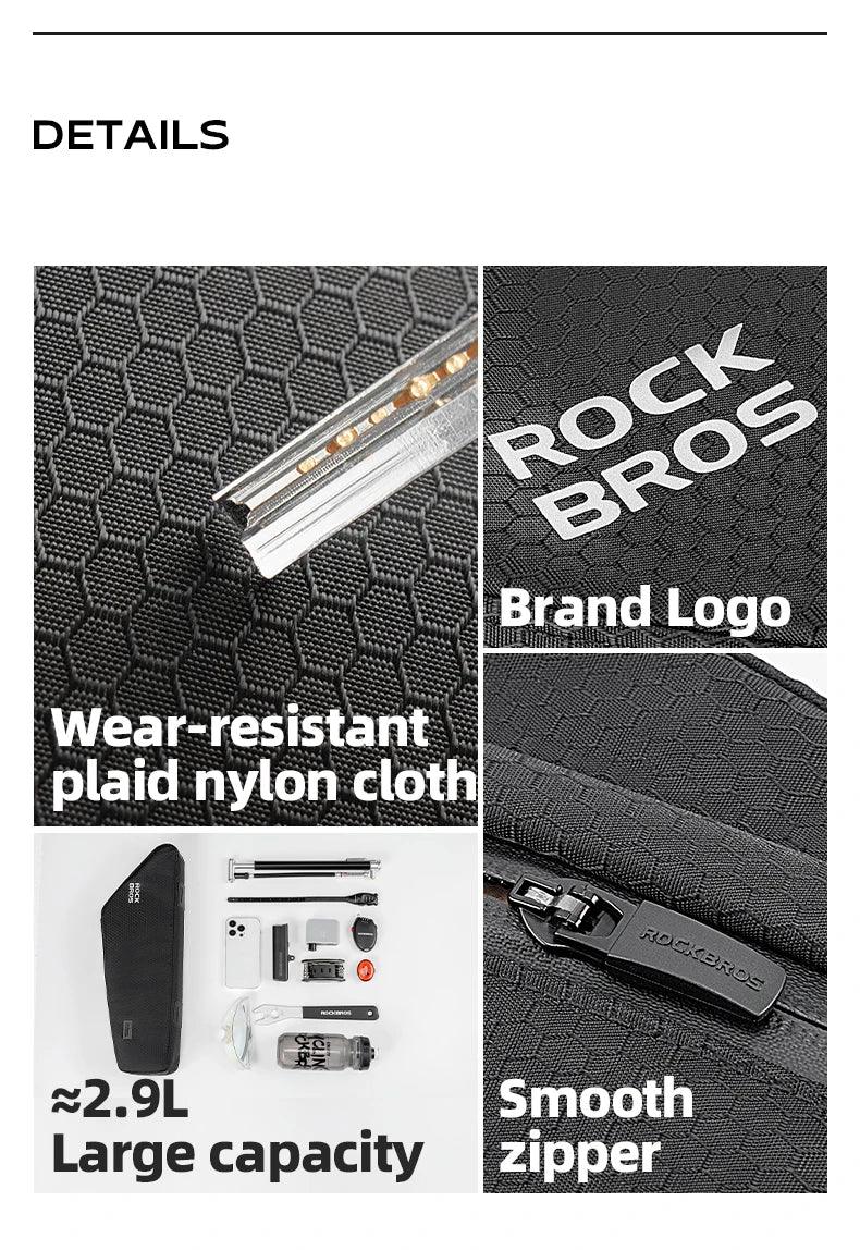ROCKBROS Bicycle Bag Rainproof Cycling Top Tube Frame Bag Reflective Large Capacity MTB Road Bike Pannier Bag Wear-resistant