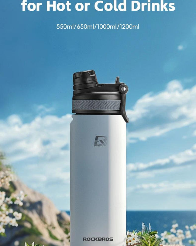 ROCKBROS 1L Thermal Water Bottle Sports Water Bottle Non Slip 304 Stainless Steel Cold And Hot Thermo Cup Cycling Hiking Equip