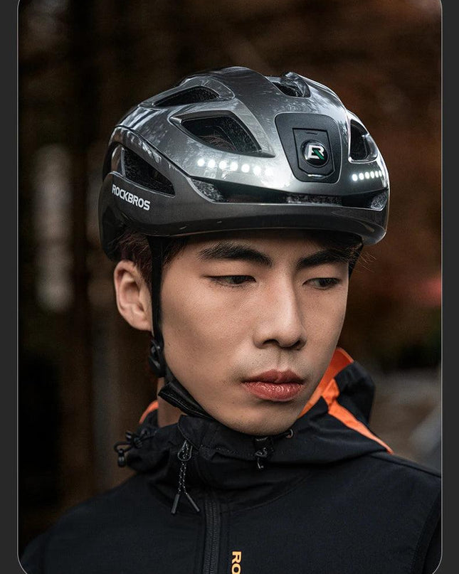 ROCKBROS Bicycle Light Helmet Type-C Charging Cycling Helmet Rechargeable Adjustable MTB Safely Mountain Road Scooter Helmet