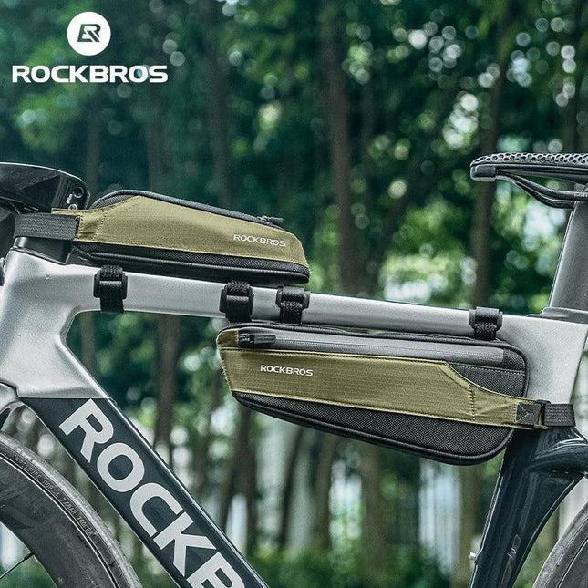 ROCKBROS Bicycle Bag Portable Cycling Top Tube Bag Nylon MTB Road Phone Tool Bag Reflective Ultralight Bicycle Pannier Pocket