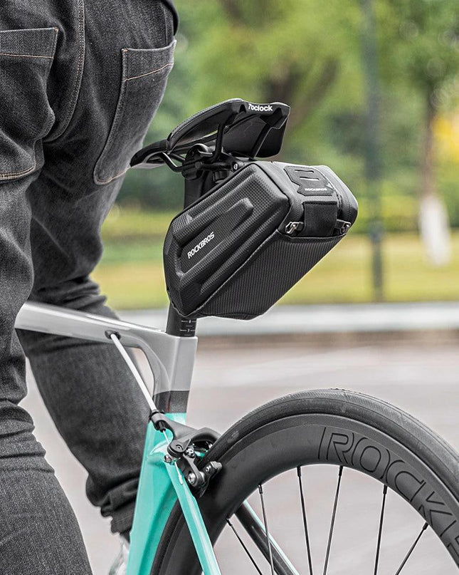 ROCKBROS1.7L Bicycle Bag Waterproof Rear Large Capatity Quick Release Seatpost Shockproof Double Zipper Rear Bag Accessories
