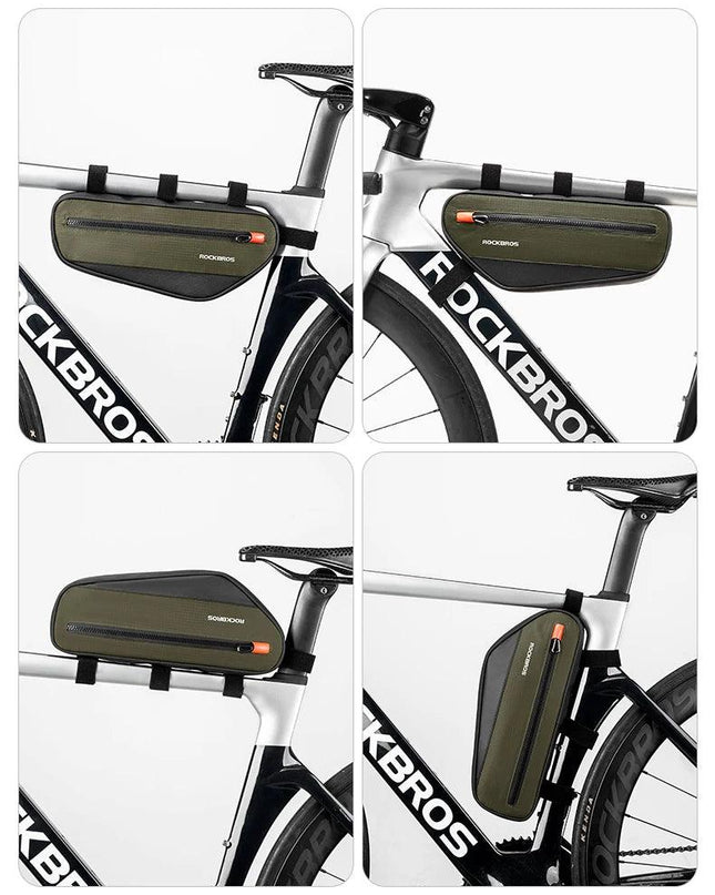 ROCKBROS Bicycle Frame Tube Bag Reflective 1.7L Bike Top Bottom Tube Bag Frame Bag Large Capacity MTB Cycling Pannier Portable