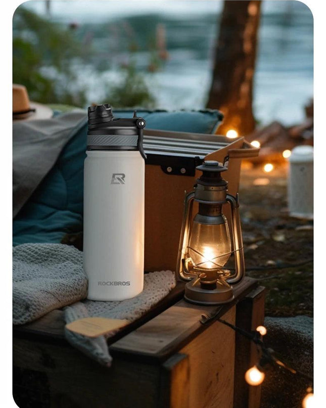 ROCKBROS 1L Thermal Water Bottle Sports Water Bottle Non Slip 304 Stainless Steel Cold And Hot Thermo Cup Cycling Hiking Equip