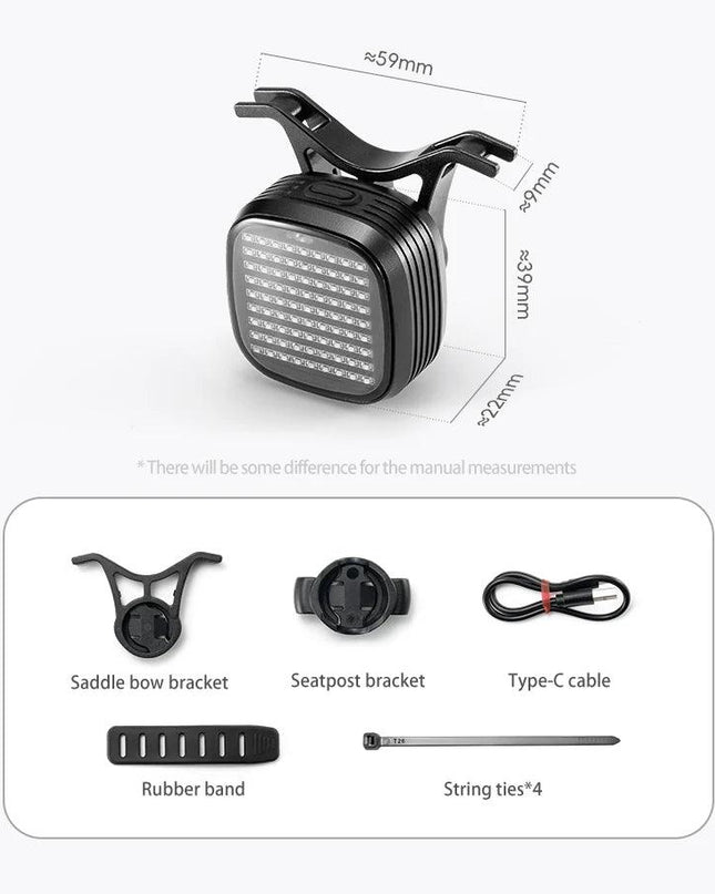 ROCKBROS New Bike Rear Light Mtb Road Smart Brake Sensing Sync Tail Light Ipx6 Waterproof High Quality Rechargeable Rear Lamp
