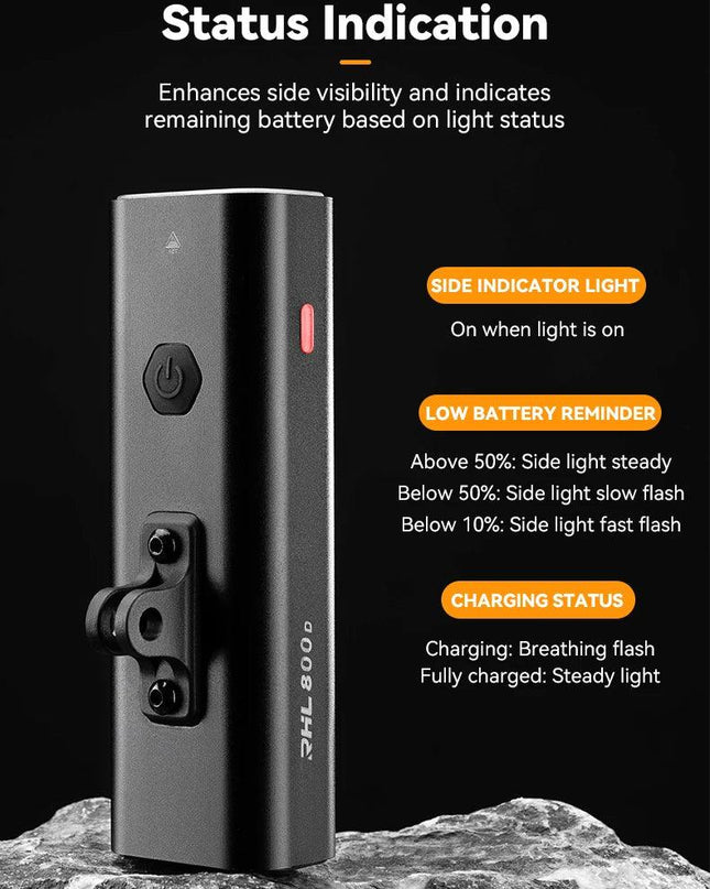 ROCKBROS Bike Front Light IPX6 Type-c Rechargeable Bicycle Hanging Light Headlight LED Flashlight 400/800/1000/1500LM Aluminum