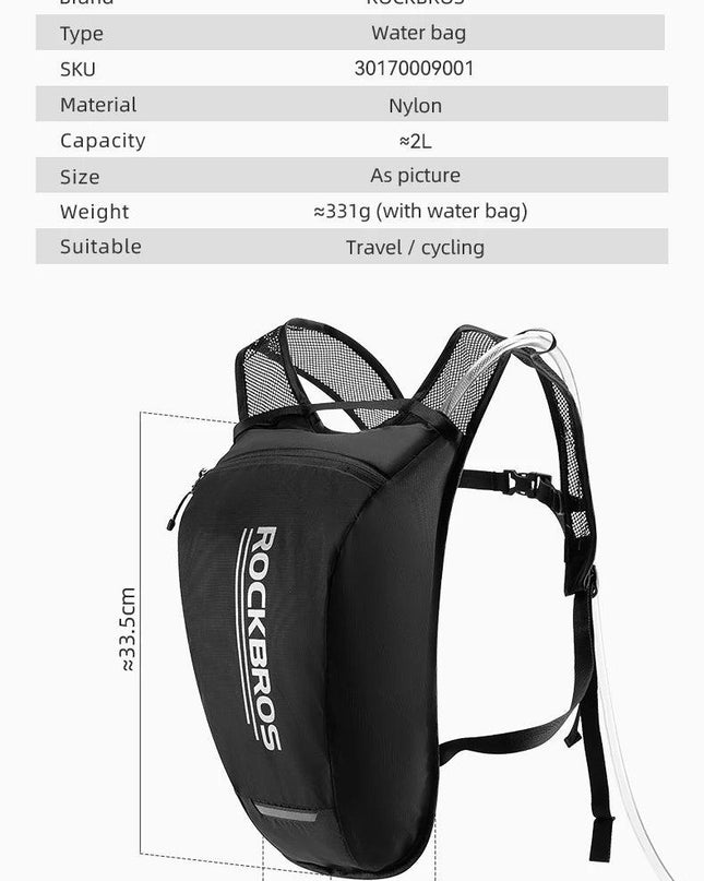 ROCKBROS Water Bladder Water Reservoir New Riding Water Bag Hydration Backpack 2L Reflective Stable Running Bag Vest Backpack