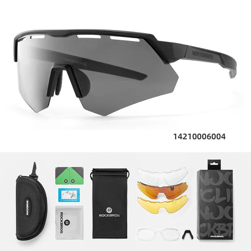 ROCKBROS Bike Glasses Polarized Men Women Bicycle Glasses 4Lens MTB Road Cycling Eyewear Glasses With Myopia Frame Sunglasses