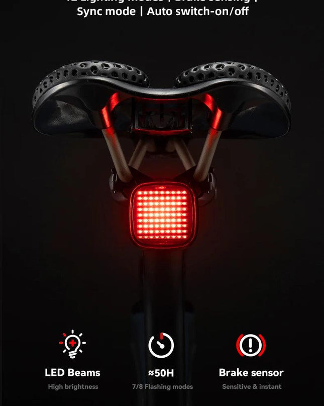 ROCKBROS New Bike Rear Light Mtb Road Smart Brake Sensing Sync Tail Light Ipx6 Waterproof High Quality Rechargeable Rear Lamp