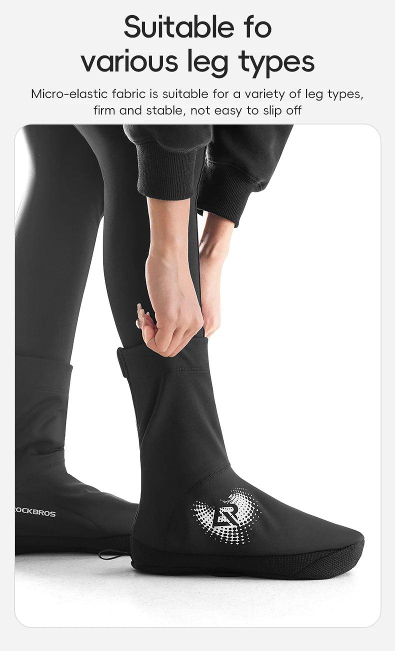 ROCKBROS Winter Cycling Shoe Covers Warm Thermal Shoes Covers Windproof MTB Road Bike Racing Shoe Covers With YKK Zipper