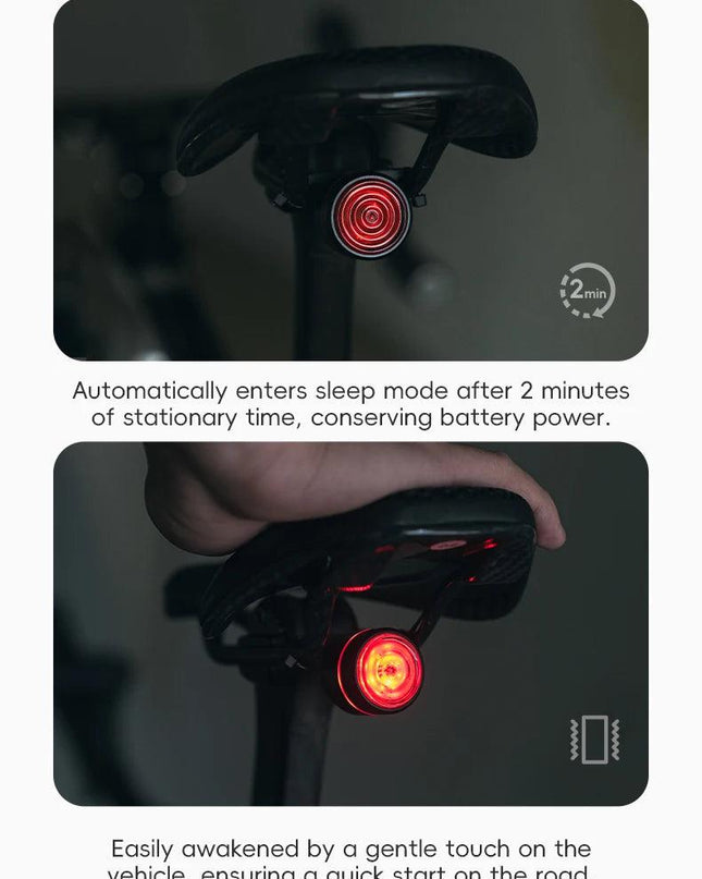 ROCKBROS Bicycle Tail Light Smart Auto Brake Sensing Light Waterproof Rear Touch-sensitive Cycling Taillight Vibration Wake-up