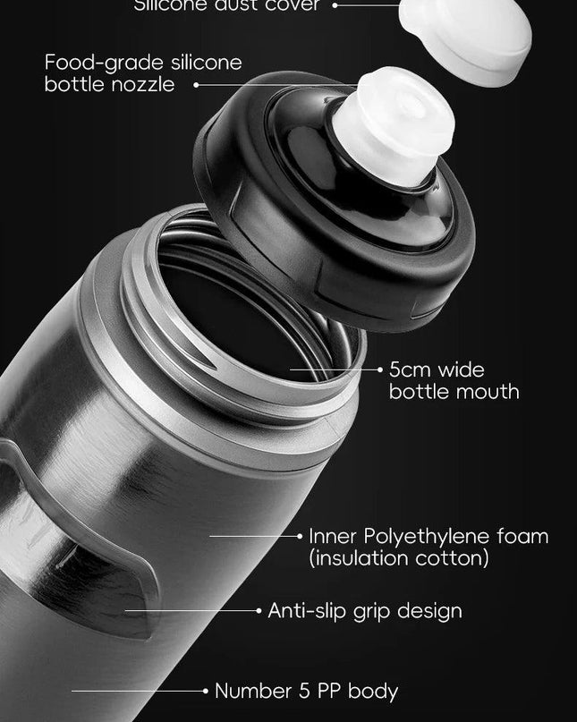 ROCKBROS Cycling Water Bottle Cold Water Insulated Thermal Silicone Bottle Fitness Outdoor Bicycle Portable 620ml Water Kettle