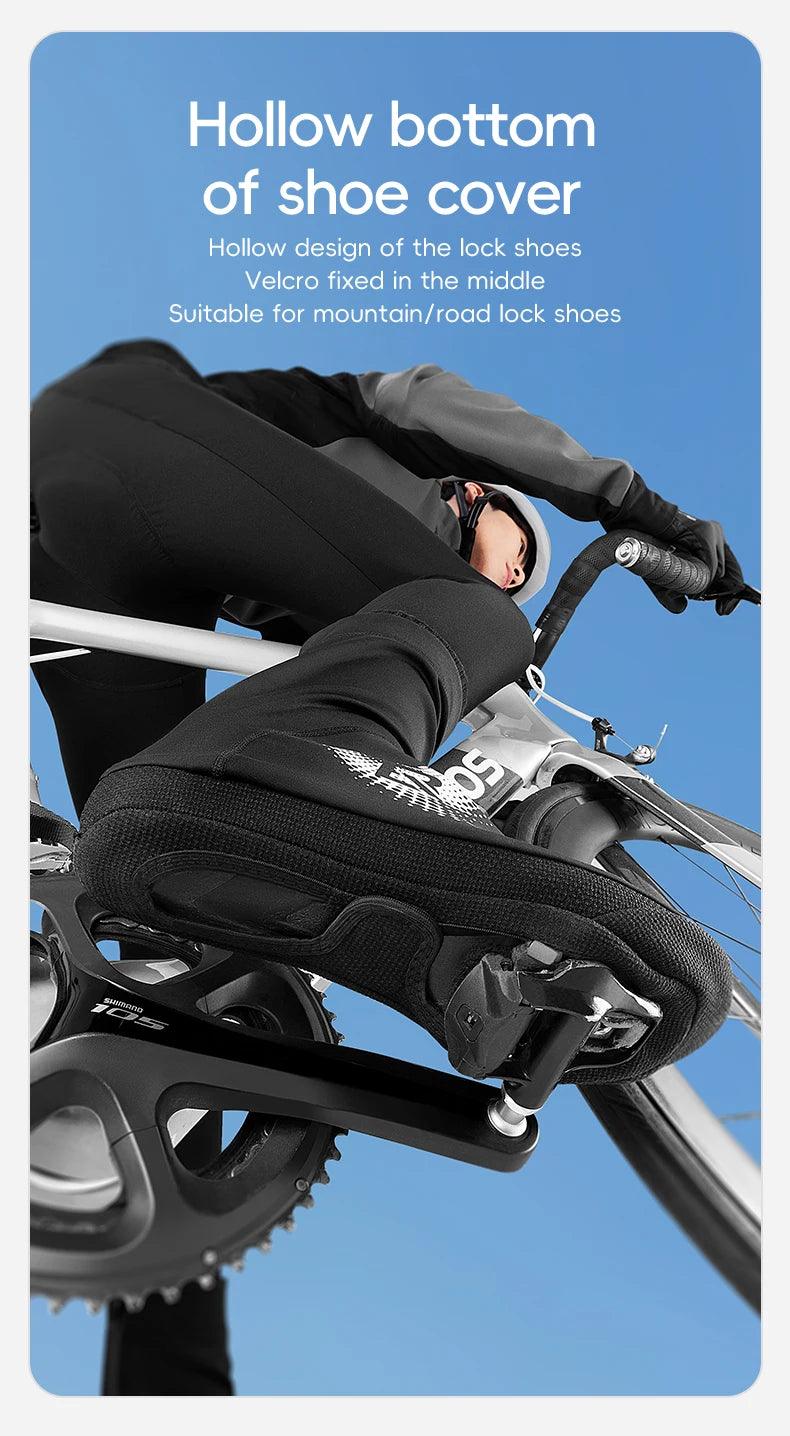 ROCKBROS Winter Cycling Shoe Covers Warm Thermal Shoes Covers Windproof MTB Road Bike Racing Shoe Covers With YKK Zipper
