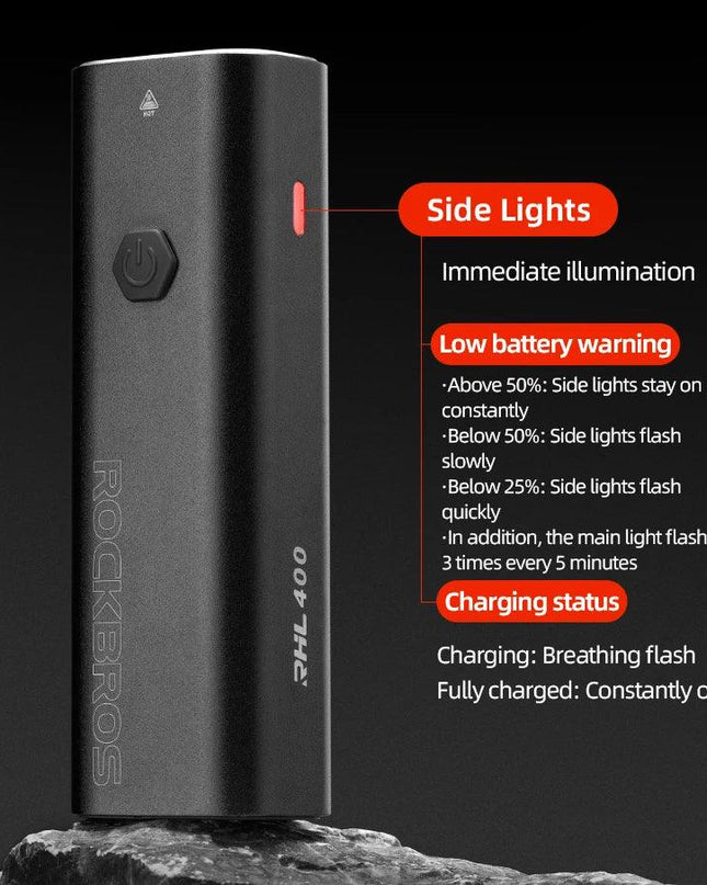 ROCKBROS Bike Light Waterproof Type-C Rechargeable Bicycle Headlight 200M Range Flashlight With Tail light Cycling Accessory