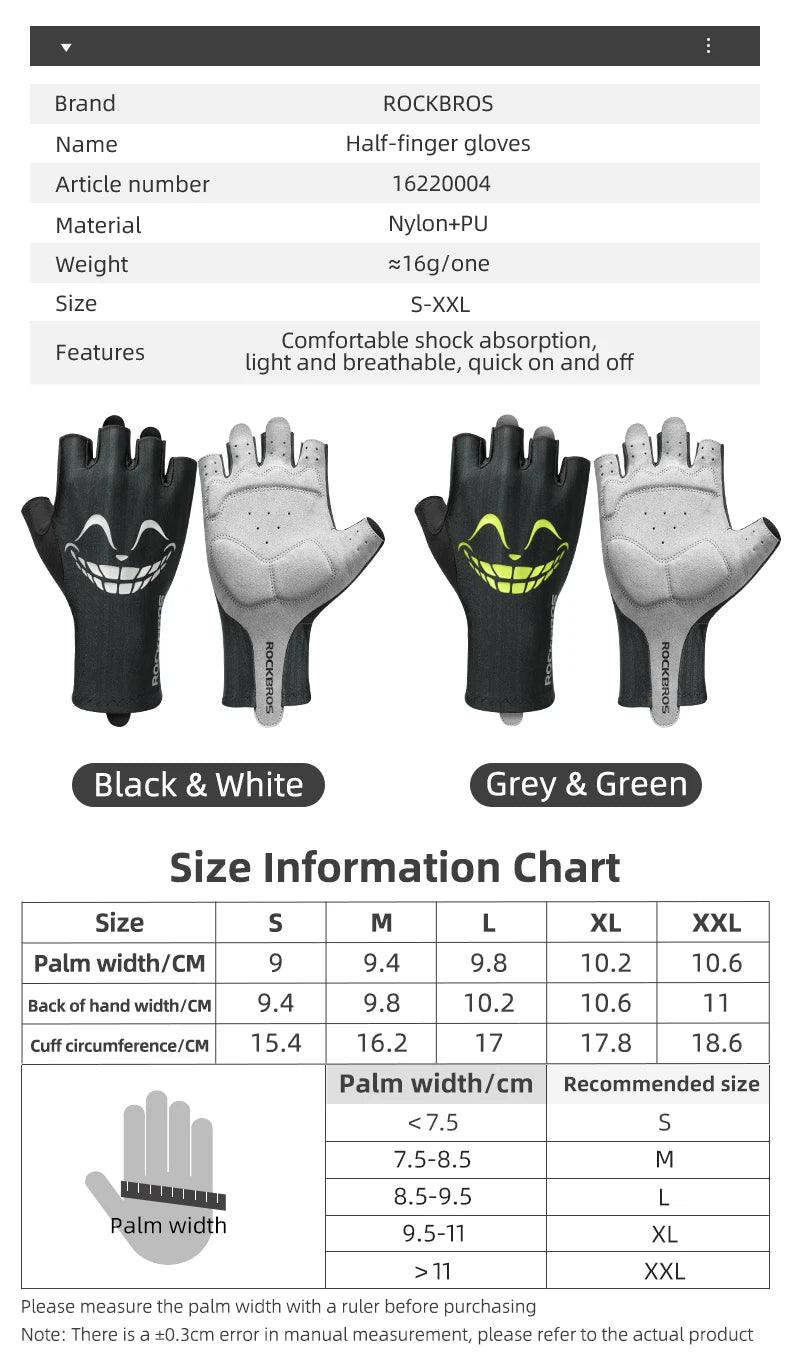 ROCKBROS Cycling Gloves Summer Bicycle Half Finger Gloves Shockproof Anti-Slip Fingerless Gloves Bike Breathable MTB Road Gloves