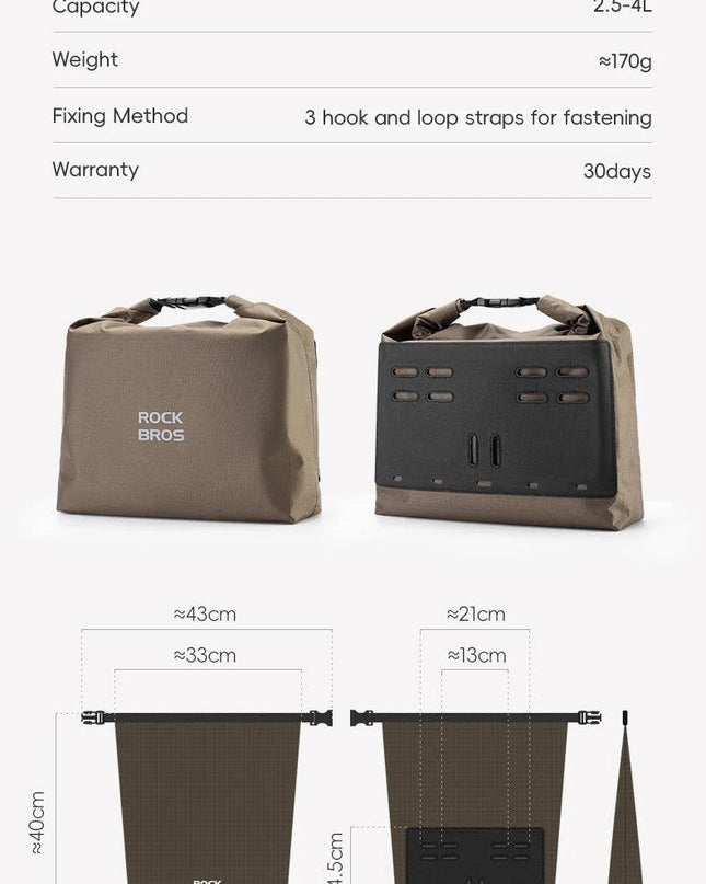 ROCKBROS Bicycle Front Bag Waterproof Handlebar Bag 2.5-4L Capacity Nylon Portable Bag for Folding Bike MTB Cycling Accessories