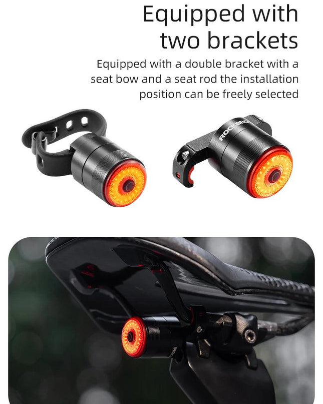 ROCKBROS Bicycle Smart Auto Brake Sensing Light IPx6 Waterproof Type-C Charging Taillight Bike Rear Light Accessories Q5 Mini