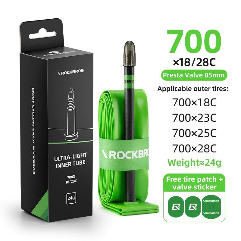 ROCKBROS Ultralight 24g Bike Inner Tube 700X18 25 28 MTB Road Bicycle TPU Material Tire Lightweight French Valve 65mm 85mm Tube