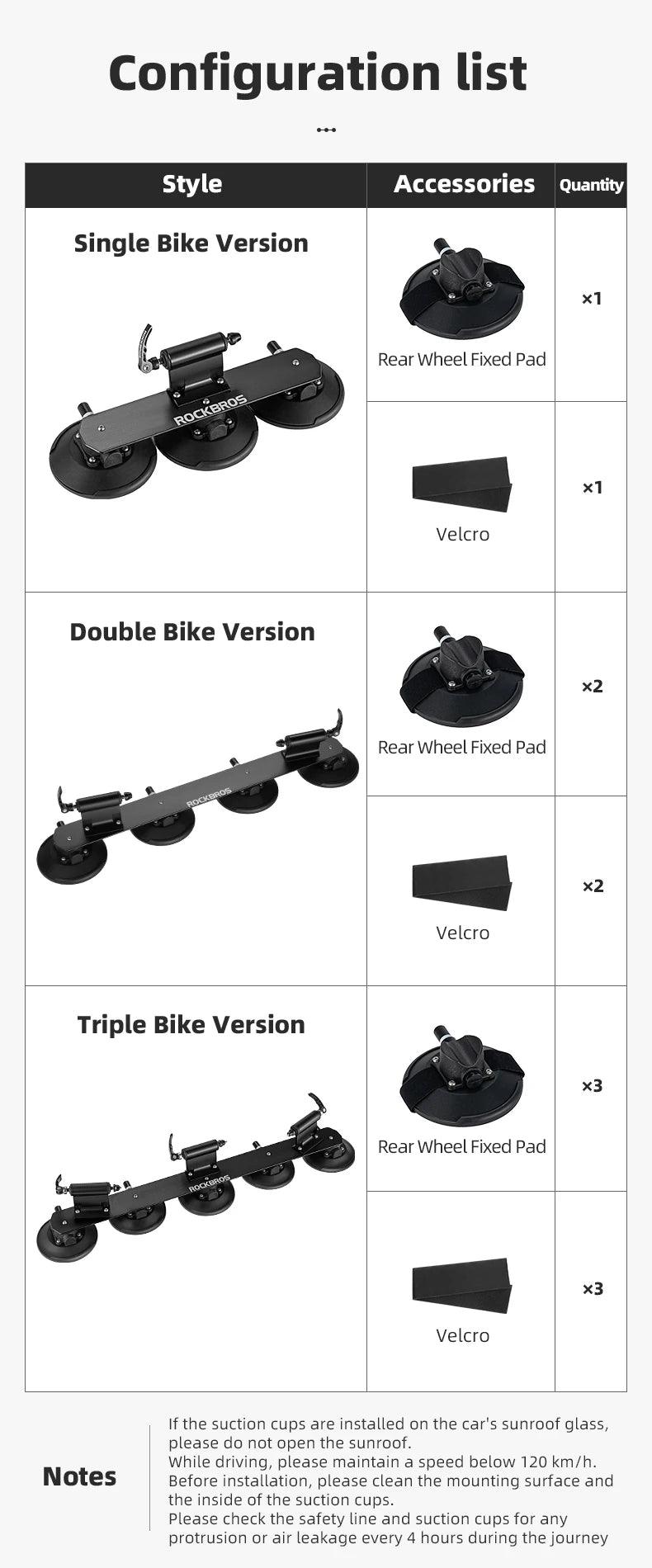 ROCKBROS Bike Bicycle Rack Suction Roof-Top Bike Car Racks Carrier Quick Install Bike Roof Rack MTB Mountain Road Bike Accessory